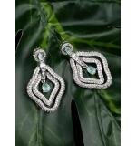 Women's Brass Silver Plated Drop Earrings (Turquoise)