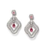 Women's Brass Silver Plated Drop Earrings (Red)