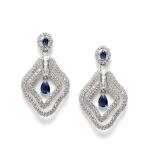 Women's Brass Silver Plated Drop Earrings (Blue)