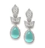 Women's Brass Silver Plated Drop Earrings (Turquoise)