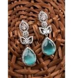 Women's Brass Silver Plated Drop Earrings (Turquoise)