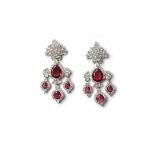 Women's Brass Silver Plated Drop Earrings (Red)
