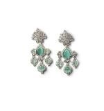 Women's Brass Silver Plated Drop Earrings (Turquoise)