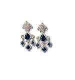 Women's Brass Silver Plated Drop Earrings (Blue)
