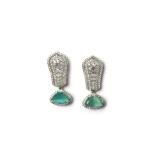 Women's Brass Silver Plated Drop Earrings (Turquoise)