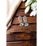 Women's Brass Silver Plated Drop Earrings (Turquoise)