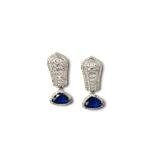 Women's Brass Silver Plated Drop Earrings (Blue)