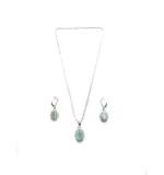 Women's Brass Silver Plated Pendant Set (Turquoise)