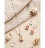Women's Brass Silver Plated Pendant Set (Orange)