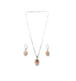 Women's Brass Silver Plated Pendant Set (Orange)