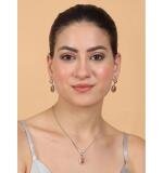 Women's Brass Silver Plated Pendant Set (Orange)