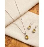 Women's Brass Silver Plated Pendant Set (Yellow)