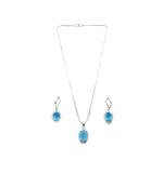 Women's Brass Silver Plated Pendant Set (Blue)