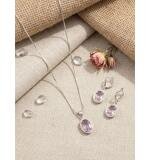 Women's Brass Silver Plated Pendant Set (Pink)