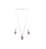 Women's Brass Silver Plated Pendant Set (Pink)