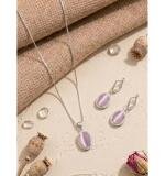 Women's Brass Silver Plated Pendant Set (Pink)