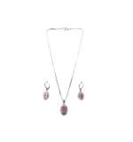 Women's Brass Silver Plated Pendant Set (Pink)