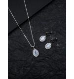 Women's Brass Silver Plated Pendant Set (Grey)