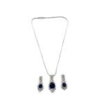 Women's Brass Silver Plated Pendant Set (Blue)