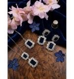 Women's Brass Silver Plated Pendant Set (Blue)