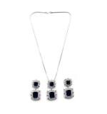Women's Brass Silver Plated Pendant Set (Blue)