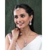 Women's Brass Silver Plated Pendant Set (Pink)
