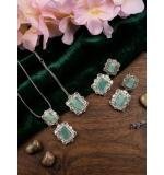 Women's Brass Silver Plated Pendant Set (Mint)