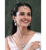 Women's Brass Silver Plated Pendant Set (Mint)