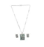 Women's Brass Silver Plated Pendant Set (Turquoise)