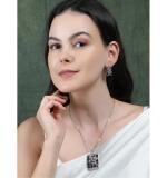 Women's Brass Silver Plated Pendant Set (Blue)