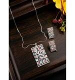 Women's Brass Silver Plated Pendant Set (Multicolor)