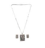 Women's Brass Silver Plated Pendant Set (Multicolor)
