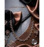 Women's Brass Silver Plated Necklace set (Silver)