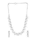 Women's Brass Silver Plated Necklace set (Silver)