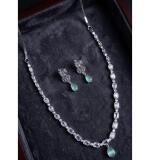 Women's Brass Silver Plated Necklace set (Turquoise)