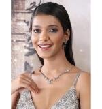 Women's Brass Silver Plated Necklace set (Turquoise)