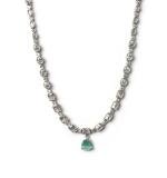 Women's Brass Silver Plated Necklace set (Turquoise)