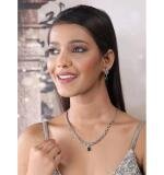 Women's Brass Silver Plated Necklace set (Green)