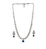 Women's Brass Silver Plated Necklace set (Blue)