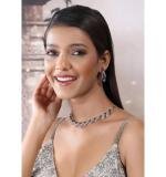 Women's Brass Silver Plated Necklace set (Blue)