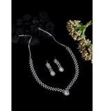 Women's Brass Silver Plated Necklace set (Pink)