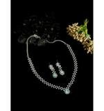 Women's Brass Silver Plated Necklace set (Turquoise)
