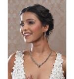 Women's Brass Silver Plated Necklace set (Blue)