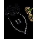 Women's Brass Silver Plated Necklace set (Blue)