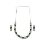 Women's Brass Silver Plated Necklace set (Green)