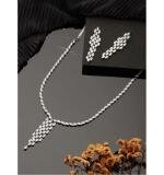 Women's Brass Silver Plated Necklace set (Silver)