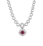 Women's Brass Silver Plated Necklace set (Red)