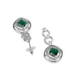 Women's Brass Silver Plated Necklace set (Green)