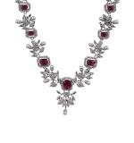 Women's Brass Silver Plated Necklace set (Red)
