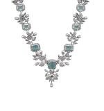 Women's Brass Silver Plated Necklace set (Turquoise)